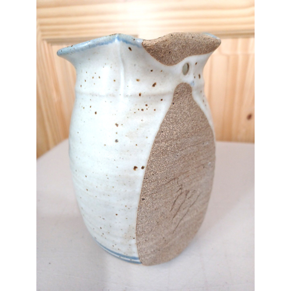 VTG Blue Heart Salt Speckled Stoneware Wall Vase Pocket 7x4 Country Cottage - Picture 6 of 16